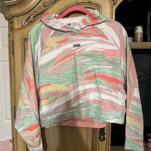 Adidas Pastel Tie-Dye  Cropped Hooded Sweatshirt